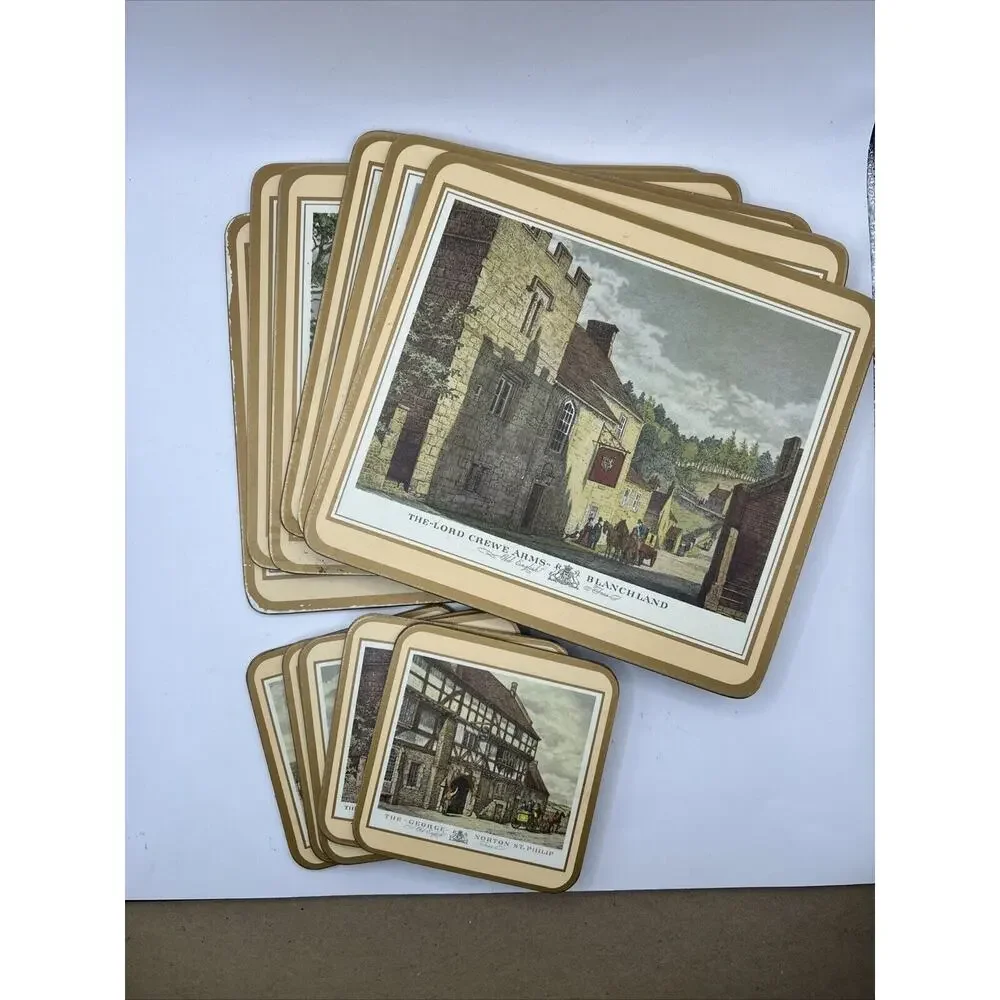 Pimpernel Traditional Collection English Village Place Mats And Coasters Vintage
